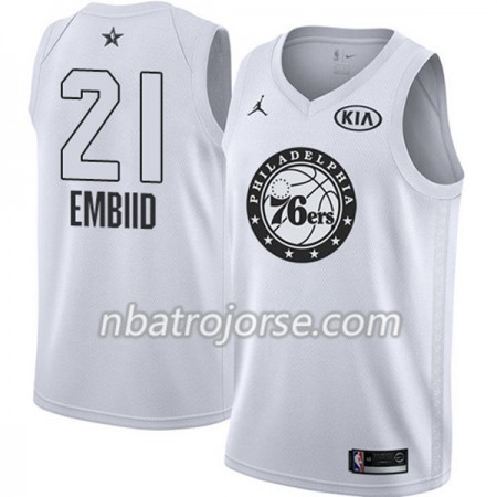 Män Philadelphia 76ers Tröja Joel Embiid 21 2018 All Star Jordan Brand Vit Swingman